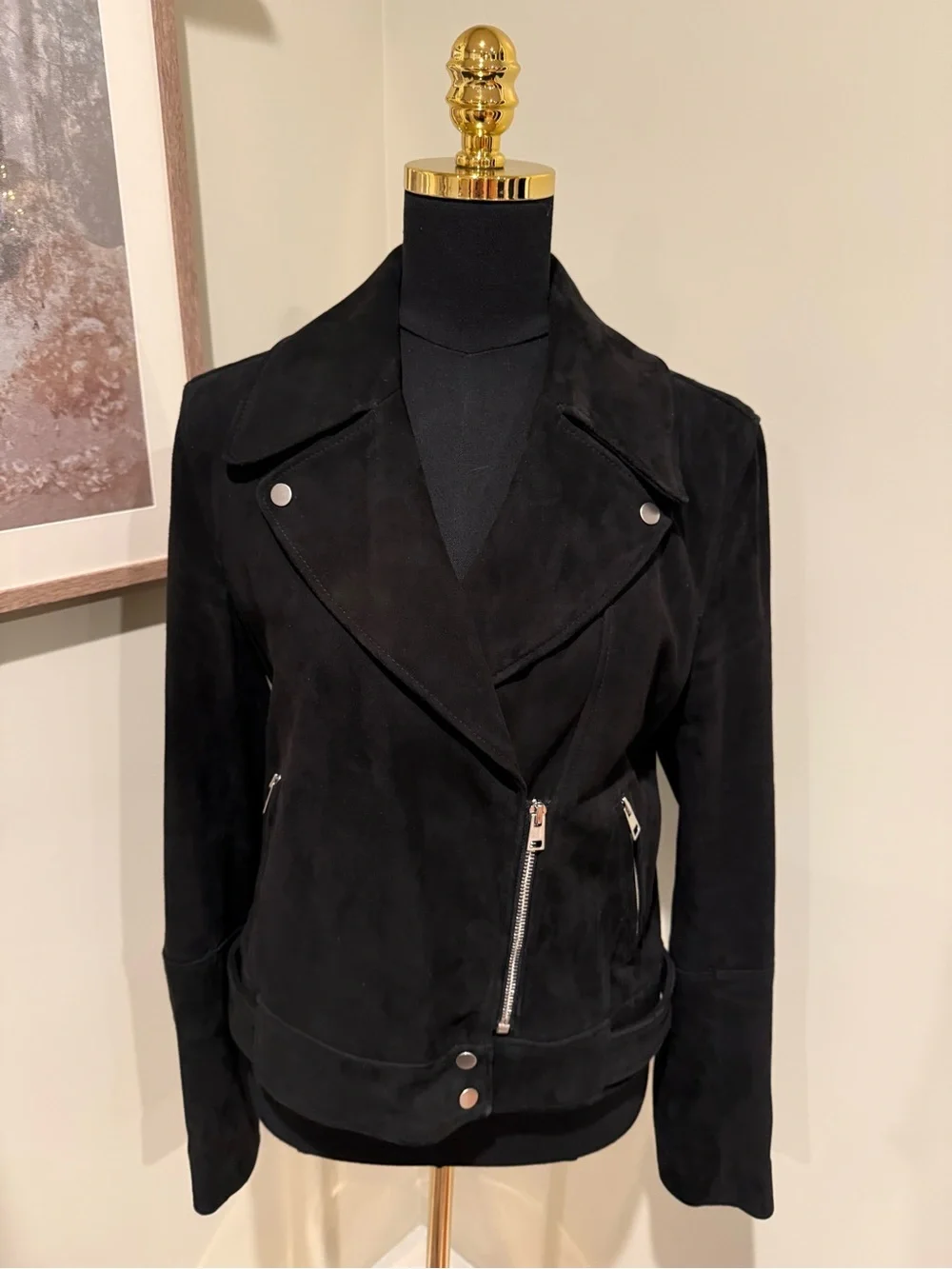 Theory Downtown Amorim Lamb Suede Moto Jacket Black Size L - EUC